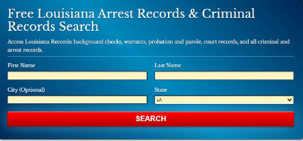 Louisiana Arrest Records Search Interface